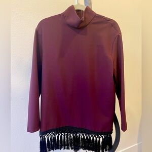 Zara extra small top with fringe on the bottom.